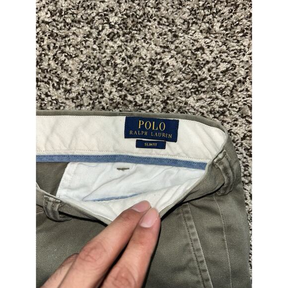 Polo Ralph Lauren Men’s Slim Fit Size 36x29 Green Pants Flat Front Chino - Picture 6 of 10